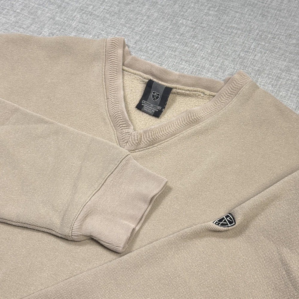 Nike Golf Fleece Sweatshirt Mens XL Beige V-Neck Pullover‎ Heavyweight